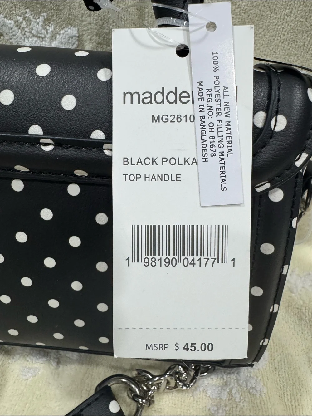 Madden Girl Black & White Polka Dot Crossbody Bag—NWT